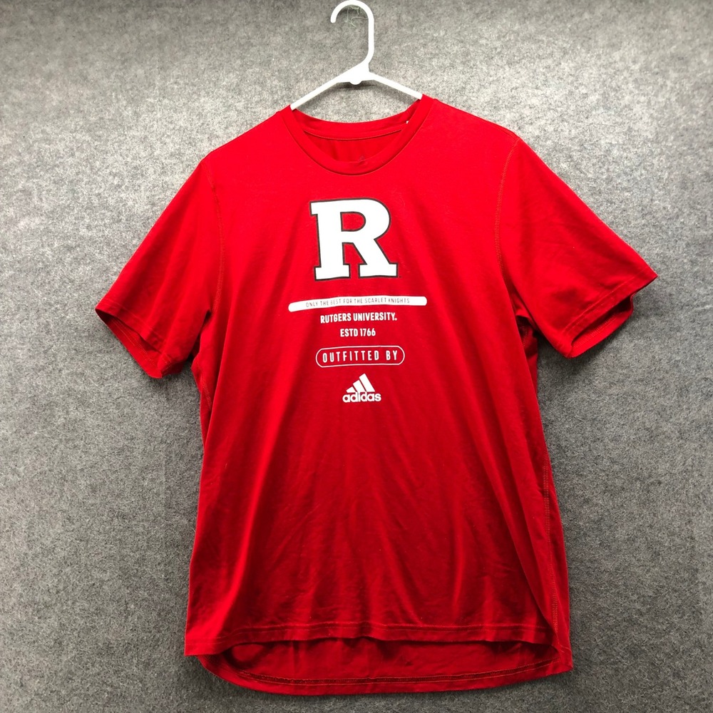 Adidas Rutgers University Performance T-Shirt Mens Large Red Short Sleeve